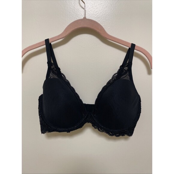 Natori Women Bra 36D Black Contour Underwire T Shirt Lace - Picture 1 of 12